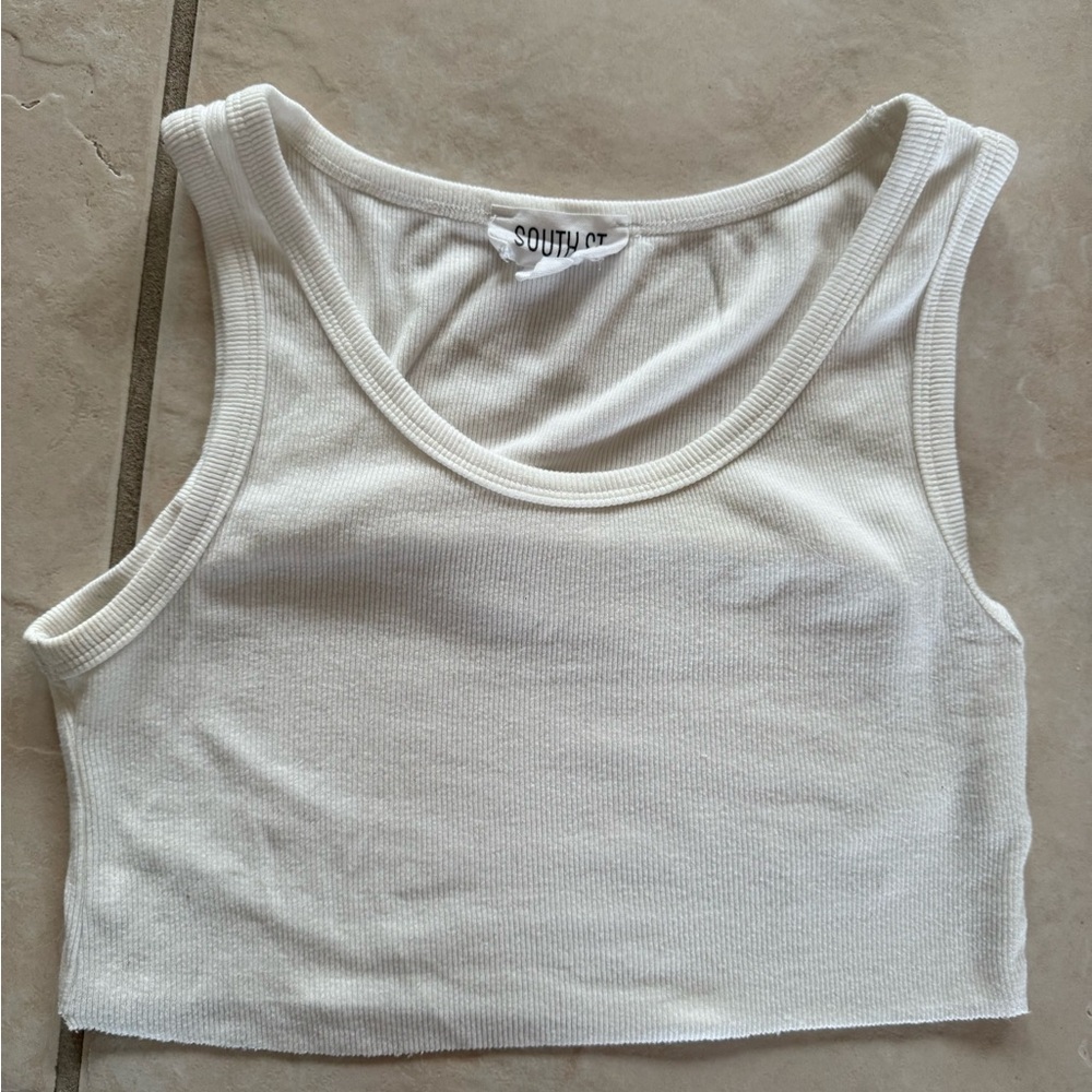 White Fitted Sleeveless Crop Top